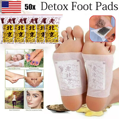 50pcs Foot Detox Pads Toxins Deep Cleansing Patches Herbal Organic Slimming Pad 