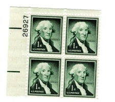 US Stamp Scott #1031, Liberty Issue, 1c,  Plate Block,  MNH