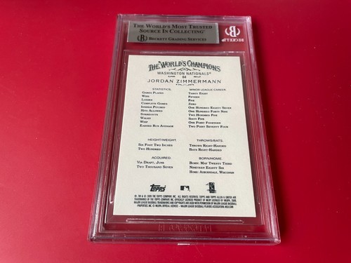 Jordan Zimmermann Nationals 2009 Topps A&G Card Signed Auto Beckett BAS - Picture 2 of 2