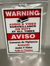 Surveillance signs Warning Security cctv sign Audio Video Camera Spanish English