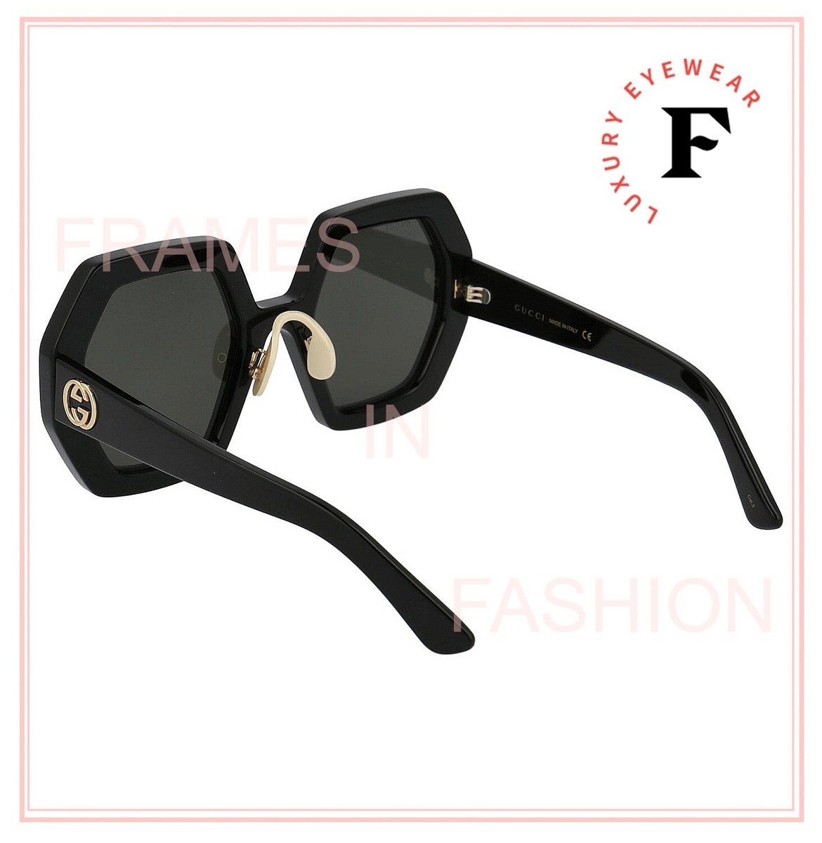 GUCCI 0772 Black Hexagonal Geometric Logo Gg0772S 004 Retro