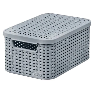 Universal Aufbewahrungskorb Curver Rattan Style Deckel Hellgrau 253006 - Bild 1 von 4