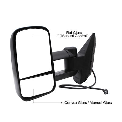 AUTOMUTO Manual Towing Mirrors For Chevy Silverado & GMC Sierra - Driver & Passenger Side Black Tow Mirrors - View #9