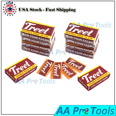100 Treet Carbon Steel Double Edge DE Razor Blades