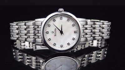 Bulova 96P135 Diamond Mother of Pearl Dial Silver Tone St  display picture 3