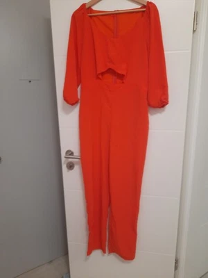 Damen Overall Jumpsuit Hose Vorne Frei Rot Reisverschluss Gr.38 - Bild 1 von 4