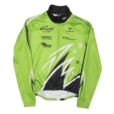 CUORE Herren Radtrikot grün XS Langarm Reißverschluss Schneeflocke Grafik