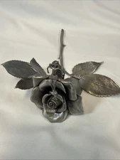 RAWCLIFFE PEWTER ROSE w/ Fairy 1996 7” long Mythical