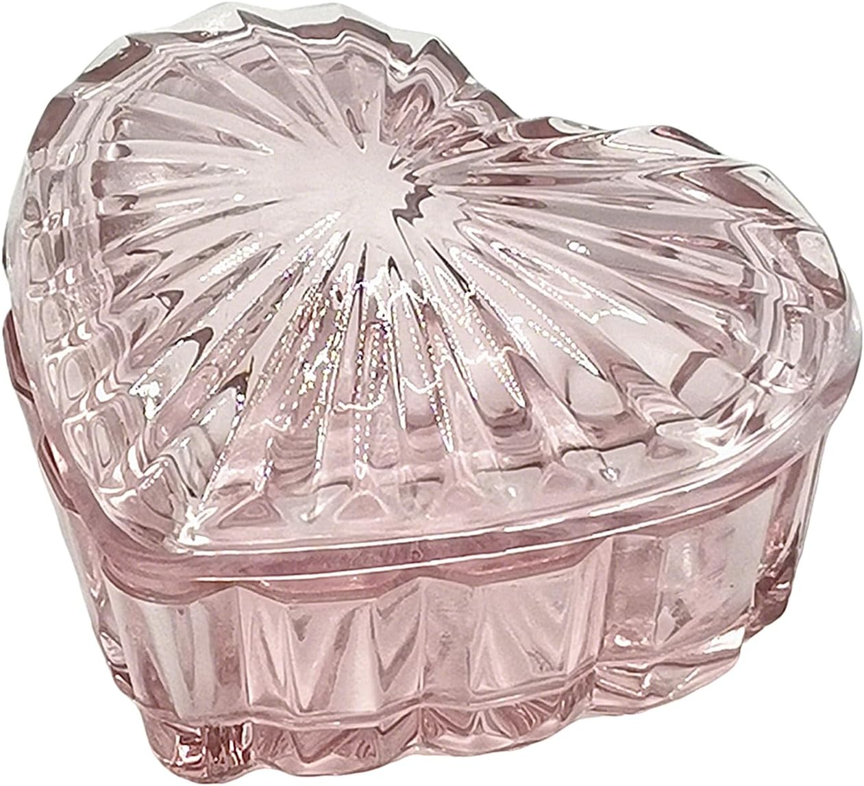 Glass Jewelry Box Heart Shape Cute Box for Storage Ring Earring Trinket Vintage