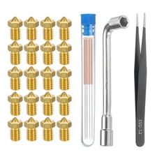 3D Nozzles Kit, 20pcs 3D Printer Brass Nozzles 0.5mm, Cleaning Needles
