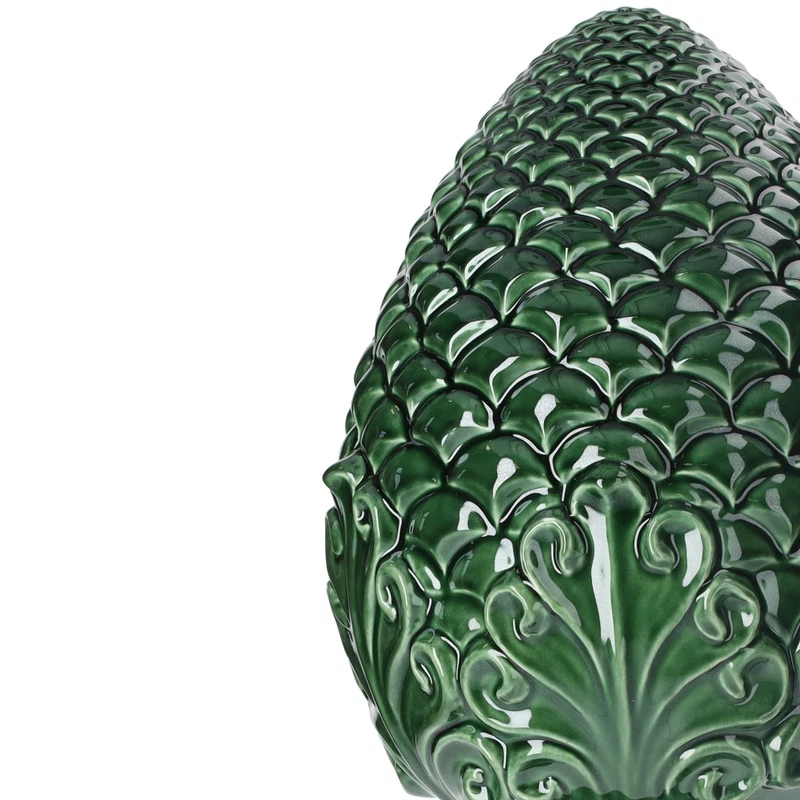 Pigna Decorativa Verde in Ceramica Made in Italy Artigianale Portafortuna H 60, fotografia 7 di 9