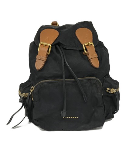 BURBERRY Double Belt Nylon Backpack Black Women's 4016622 From Japan