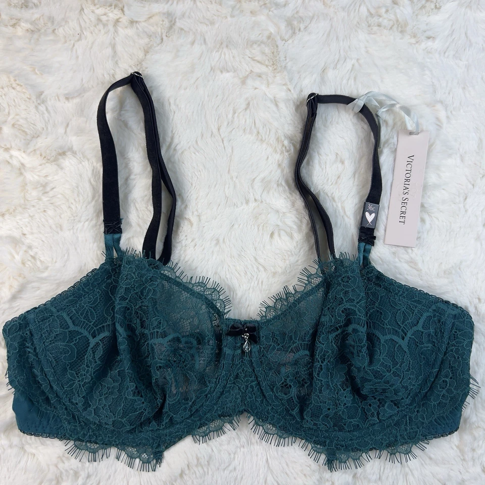 Victoria's Secret Dream Angels Unlined Balconette Unlined Bra Teal Green 36C NWT - Image 4 of 4