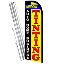 WINDOW TINTING Auto Home Business Premium Windless Feather Flag Bundle Complete