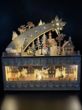 Wooden Light Up Christmas Advent Calendar Shooting Star Holiday Decoration New