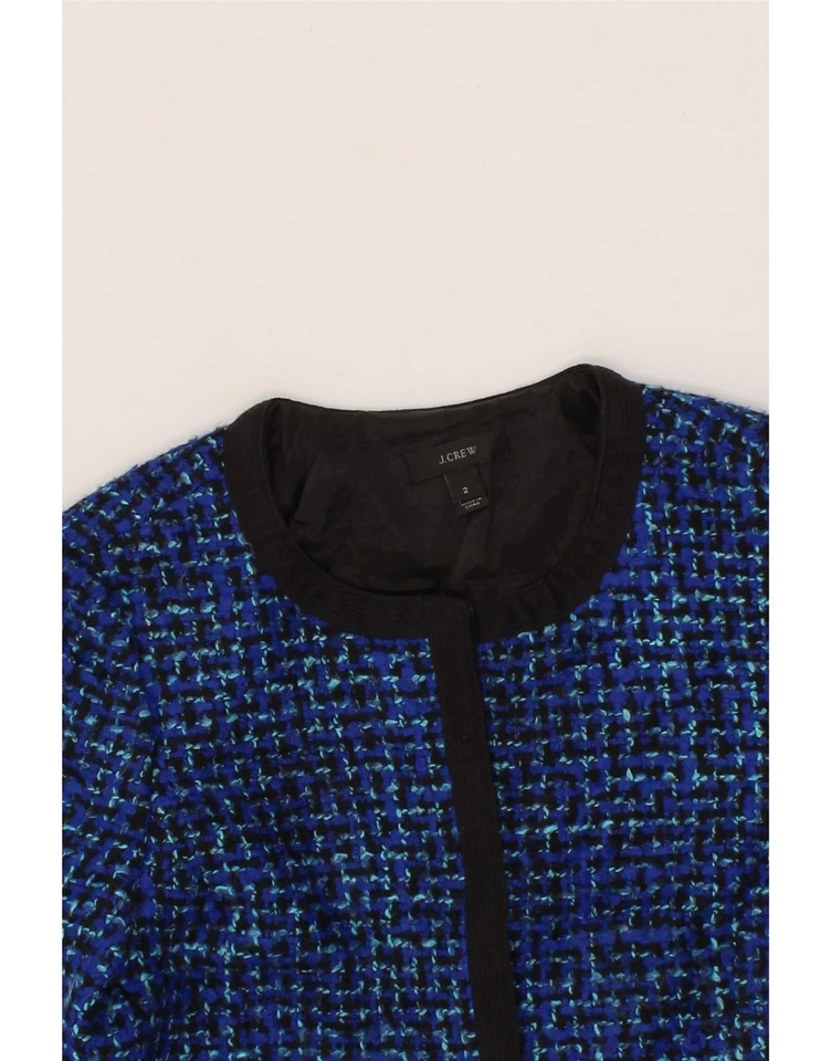 J. CREW Womens Crop Blazer Jacket US 2 XS Blue Houndstooth CK65 - Image 3 of 3