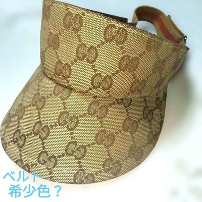 Gucci GG Canvas Sun Visor L Red Brown Web Stripe Vintage  display picture 2