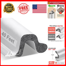 Door Weather Stripping 40 FT Kerf Foam Large Gap 1/4-1/2 In Exterior Seal White