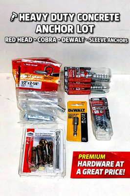 Heavy Duty Concrete Anchor Lot - Red Head, Cobra, DeWalt, Project Source - New
