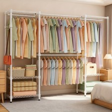 Heavy Duty Clothes Rail Extendable Clothing Rack Freestanding Open Wardrobe NEW