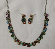 AYALA BAR ARTISIAN CHOKER NECKLACE AND STUD EARRING SET SIGNED 18 Inch