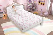 Cartoon Bowknot Kids Fitted Sheet Queen Size,Pink Bow Tie Butterfly Knot Prin...