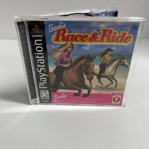 1999 Barbie Race and Ride PS1 Video Game Sony PlayStation Complete Manual CIB