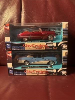 2-New-Ray City Cruiser Buicks Century Roadmaster Convertible 1/43 Scale Die-Cast