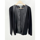 Jessica Holbrook Jacket Women MEDIUM Black Merino Wool Blend Faux Leather 
