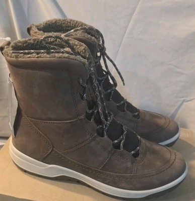 Ecco Womens Trace Lite Lined Boots Cocoa Brown US Size 10-10.5 NWOB Defects