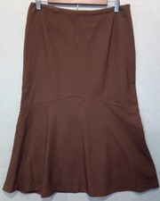 Jones New York Wool Flare Skirt Brown Sz 6 Stretch Boho Retro 90's Office Diva