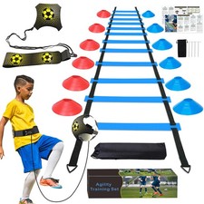 YGORTECH Soccer Training Equipment Set - 20FT Agility Ladder, 12 Blue