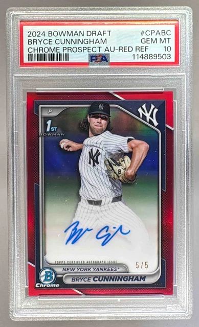 PSA 10 Bryce Cunningham 2024 Bowman Chrome Draft RED Refractor AUTO #?d /5 RC