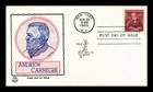 US COVER ANDREW CARNEGIE FIRST DAY ISSUE SCOTT 1171 TRI COLOR CACHET