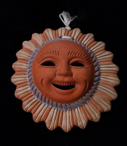 Vintage Artisan Clay Terra Cotta Pottery Smiling Sun Burst Hanging Wall Decor Ebay