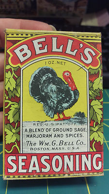 Unopened Barn Find !  Bell's Seasoning box - WM G Bell Co Boston Mass - 1 oz box