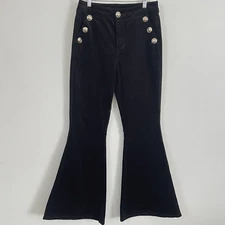 Venus Dramatic Flare Pants Womens Sz 10 Stretch Black Corduroy Western Boho