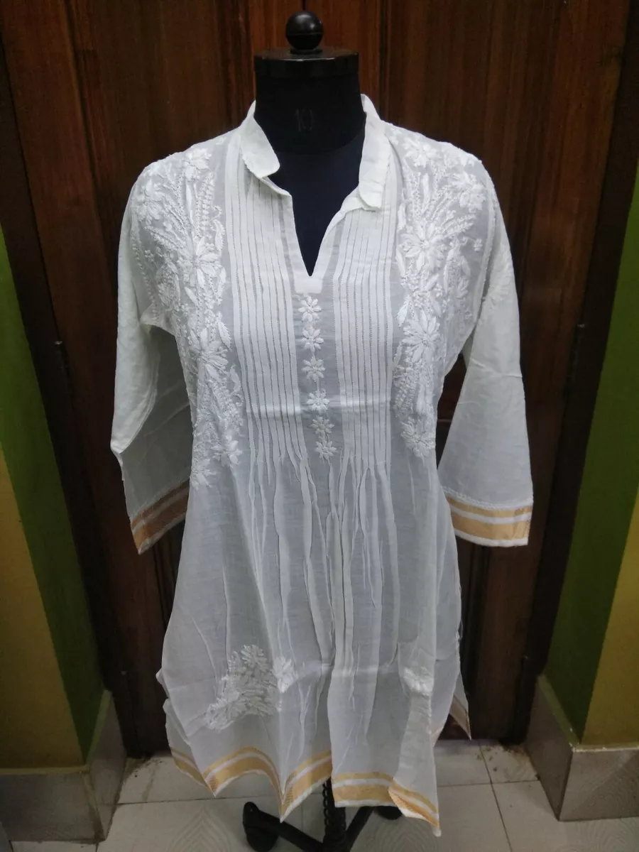 Handmade Cotton Kurti With Pant Chikankari Kurti for Women Handicrafted  Indian Handmade Women Cotton Chikankari Embroidery Kurti - Etsy