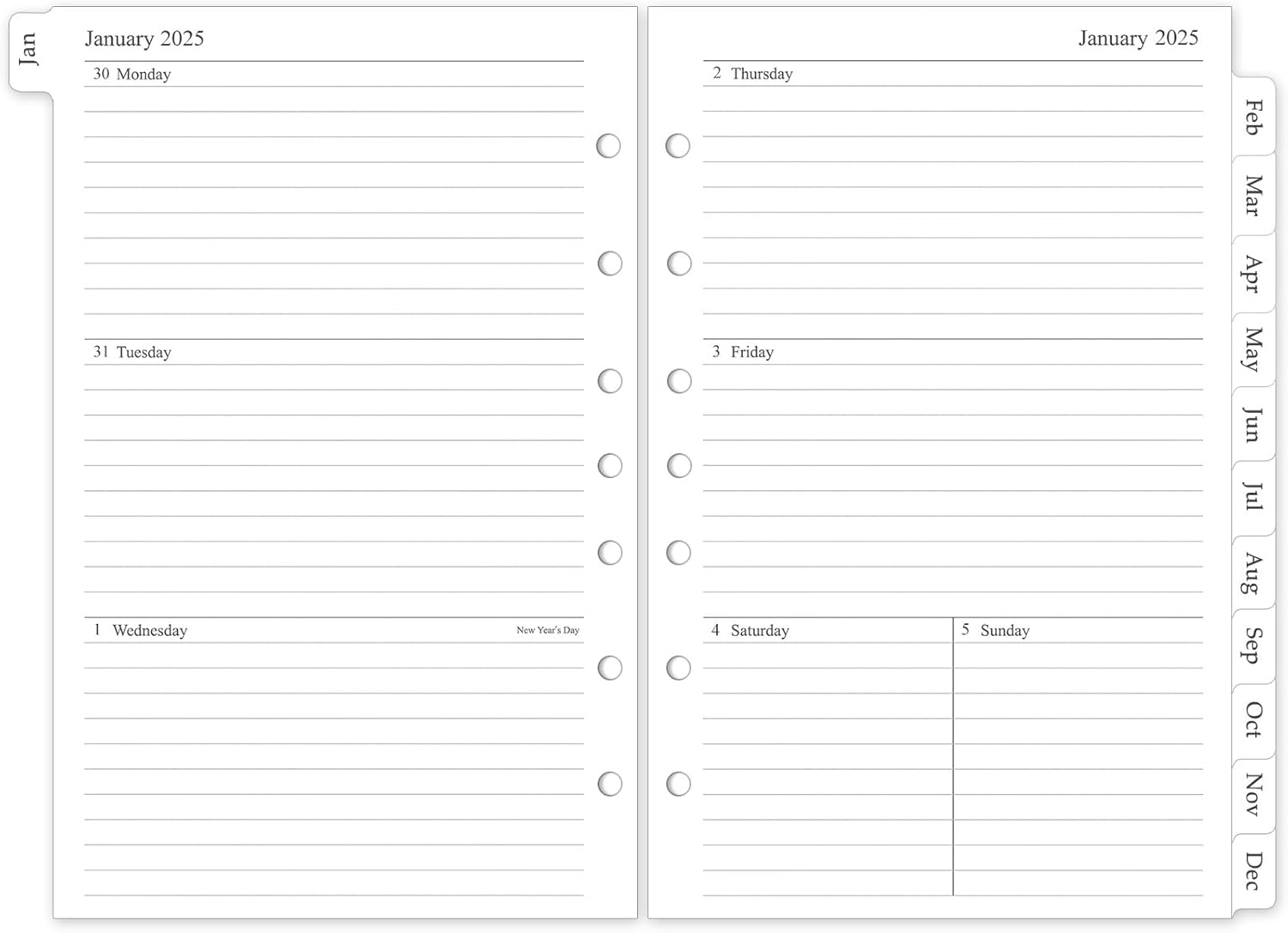 2025 Weekly & Monthly Planner Refill, Planner Inserts with Monthly Tabs, Size 4,
