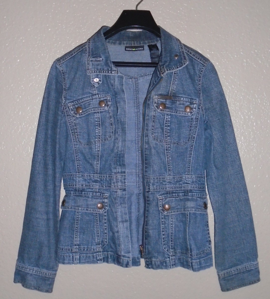 ジャケット・アウター 90s DKNY front zip black denim jacket 3b79f7fae53bb8fbc8e2f0d4bd2dc5