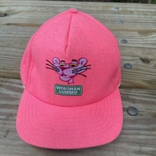 VTG 80’s PINK PANTHER Embroidered SnapBack Adjustable Hat Neon Hot Pink USA MADE