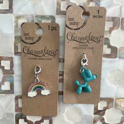 New Bead Landing Charmalong Silver-tone Charm Rainbow & Turquoise Balloon Dog