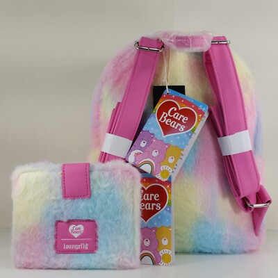 Loungefly Care Bears Pastel Rainbow Fuzzy Mini Backpack  display picture 1