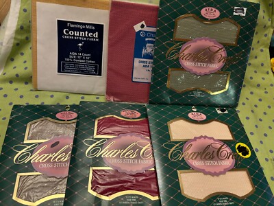 Charles Craft 14 Ct AIDA 12''x18'' Cross Stitch Fabric 5 Colors + 1 More - ALL NEW