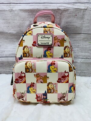 Loungefly Disney Pink Checkered Princess Friends Sidekick Mini Backpack NWT $_57.JPG?set_id=880000500F main image 3