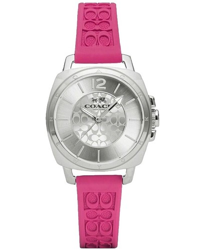 NEW COACH BOYFRIEND SILVER CASE PINK SILICONE STRAP WOMENS  display picture 3