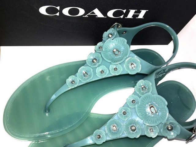 coach tea rose jelly sandals