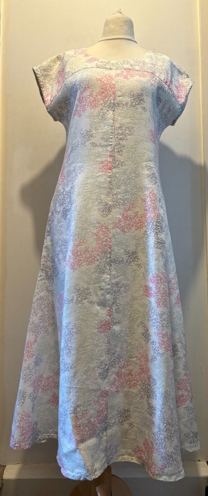 Sahara Button Back Dress Sketch Print Linen Pockets Small BNWT RRP £185 Multi