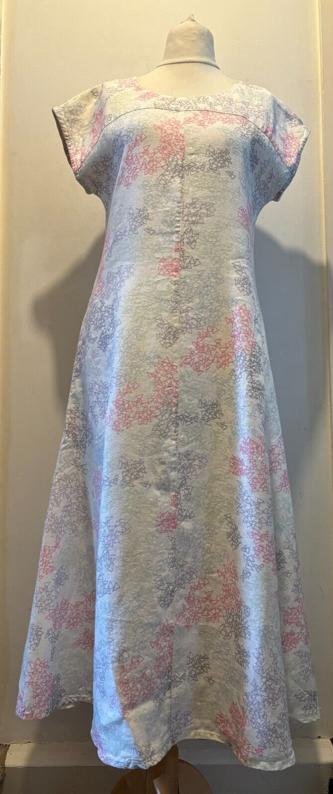 Sahara Button Back Dress Sketch Print Linen Pockets Small BNWT RRP £185 Multi