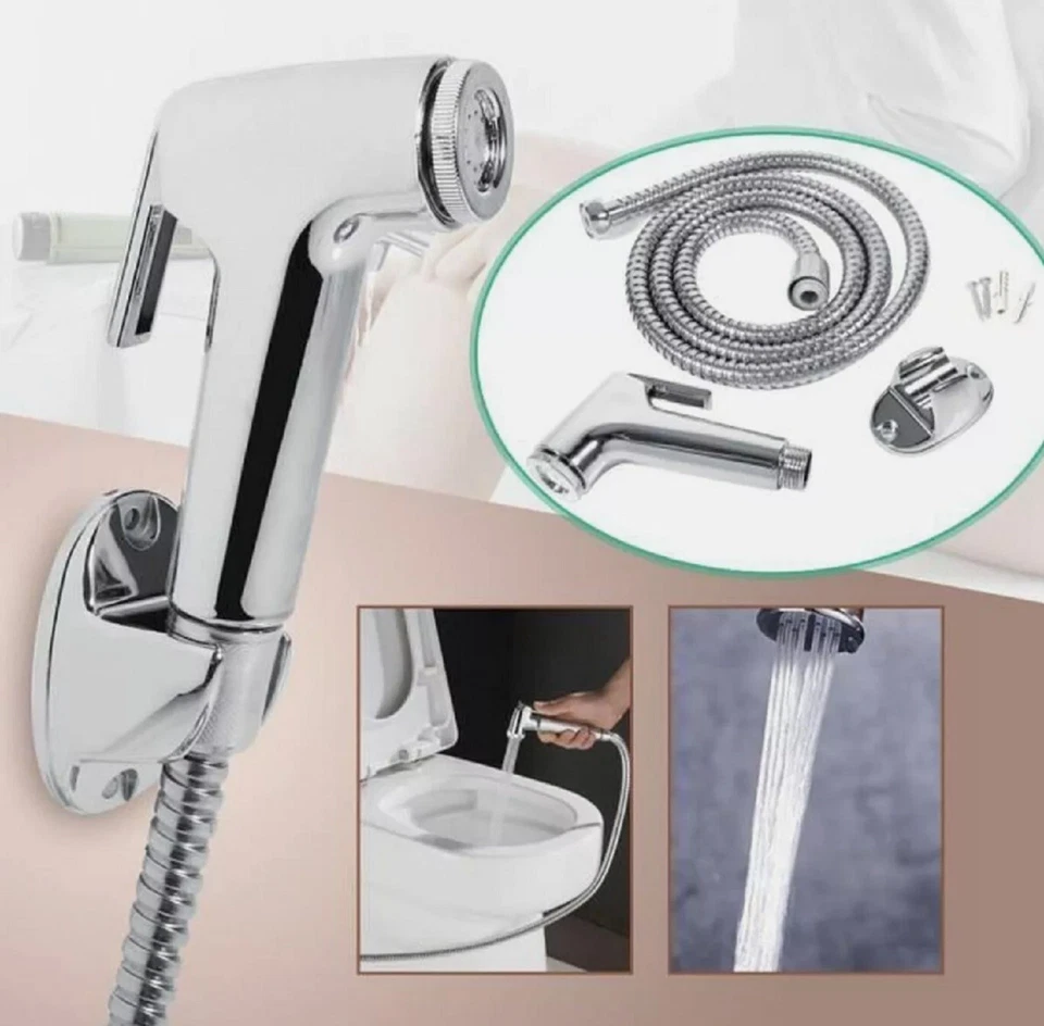 DOUCHETTE WC salle de bain, Cuisine bidet POMMEAU + flexible 1 m hygiène intime
